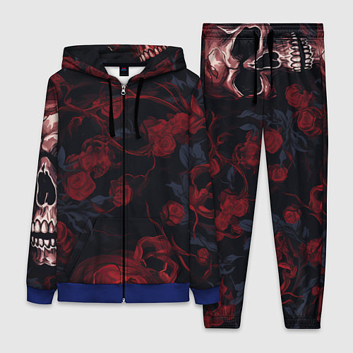 Женский костюм Черепа и алые розы / 3D-Синий – фото 1