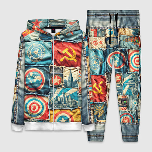Женский костюм Пэчворк джинсы в СССР / 3D-Белый – фото 1