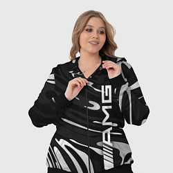 Женский 3D-костюм Мерседес АМГ - белые волны, цвет: 3D-черный — фото 2