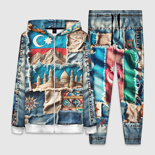 Женский костюм Пэчворк джинсы в Азербайджане / 3D-Белый – фото 1