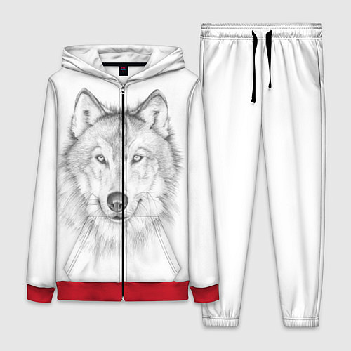 Женский костюм Нарисованный волк зубами щёлк / 3D-Красный – фото 1