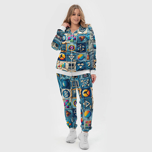 Женский костюм Пэчворк деним из девяностых / 3D-Белый – фото 4