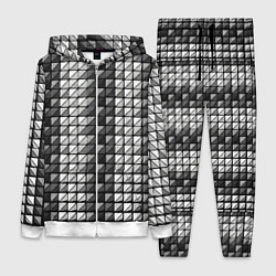 Женский 3D-костюм Чёрно-белые квадраты, цвет: 3D-белый