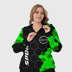 Женский 3D-костюм Nissan green sport hexagon, цвет: 3D-черный — фото 2