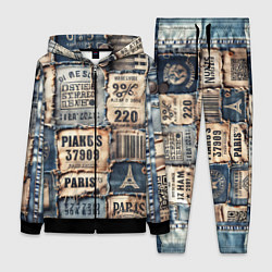 Женский 3D-костюм Пэчворк джинсы из Парижа, цвет: 3D-черный