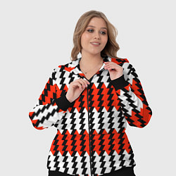 Женский 3D-костюм Вертикальные красно-белые полосы, цвет: 3D-черный — фото 2