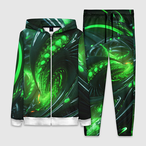 Женский костюм Кислотная зеленая яркая неоновая абстракция / 3D-Белый – фото 1