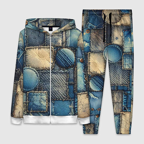 Женский костюм Denim patchwork - ai art / 3D-Белый – фото 1