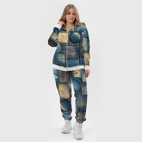 Женский костюм Denim patchwork - ai art / 3D-Белый – фото 4