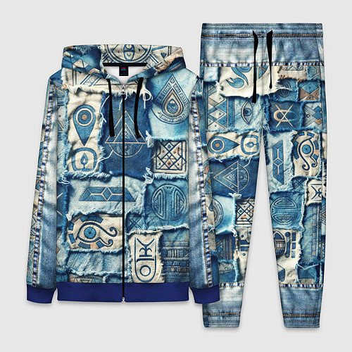 Женский костюм Племя майя-пэчворк / 3D-Синий – фото 1