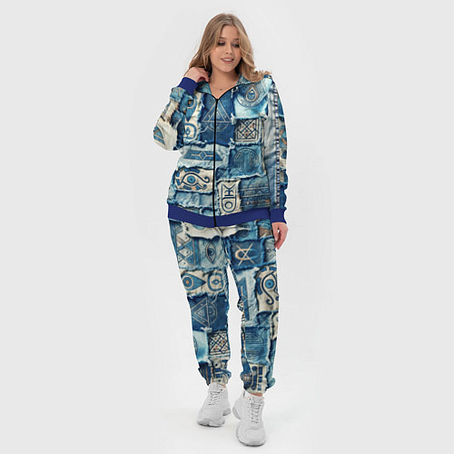 Женский костюм Племя майя-пэчворк / 3D-Синий – фото 4