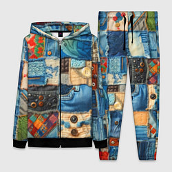 Женский 3D-костюм Vanguard denim patchwork - ai art, цвет: 3D-черный