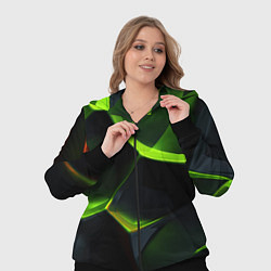 Женский 3D-костюм Green neon abstract geometry, цвет: 3D-черный — фото 2
