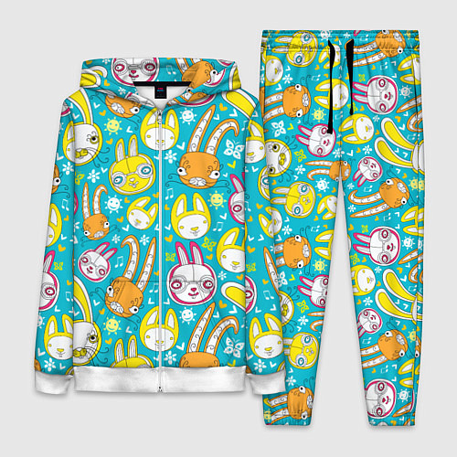 Женский костюм Разноцветные зайцы / 3D-Белый – фото 1