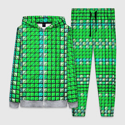 Женский 3D-костюм Зелёные плитки и чёрная обводка, цвет: 3D-меланж