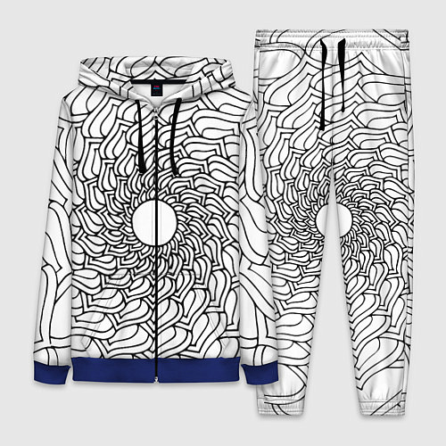 Женский костюм Мандала солнцевидная чёрно-белая / 3D-Синий – фото 1