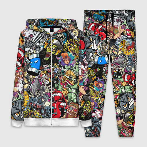 Женский костюм Разноцветные татуировки в стиле граффити / 3D-Белый – фото 1