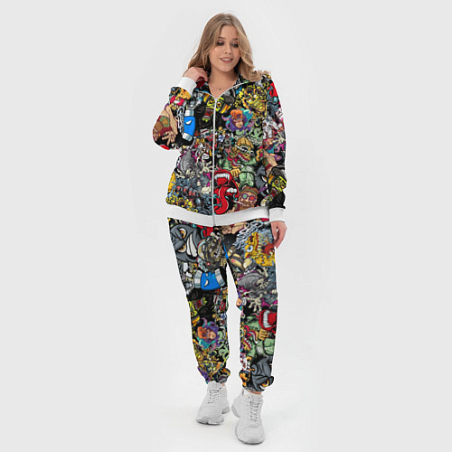 Женский костюм Разноцветные татуировки в стиле граффити / 3D-Белый – фото 4