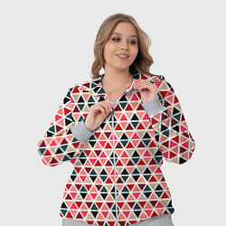 Женский 3D-костюм Бирюзово-розовый геометричный треугольники, цвет: 3D-меланж — фото 2