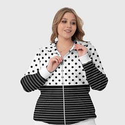 Женский 3D-костюм Белый в чёрный горошек с полосами, цвет: 3D-белый — фото 2