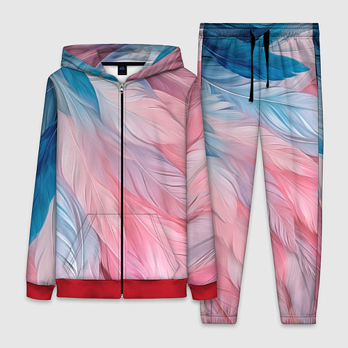 Женский костюм Пастельно-голубые и розовые перья / 3D-Красный – фото 1