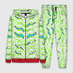 Женский 3D-костюм Агрессивный бело-зелёный паттерн, цвет: 3D-красный