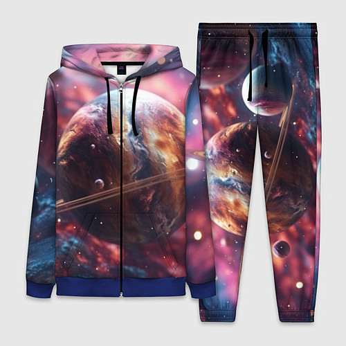 Женский костюм Объемный космос и планеты / 3D-Синий – фото 1