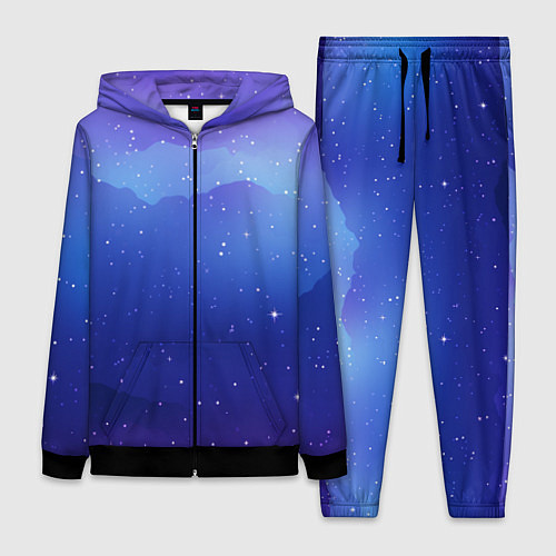Женский костюм Синий космос и звезды / 3D-Черный – фото 1