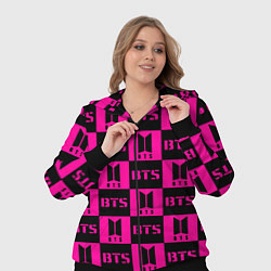 Женский 3D-костюм BTS pattern pink logo, цвет: 3D-черный — фото 2