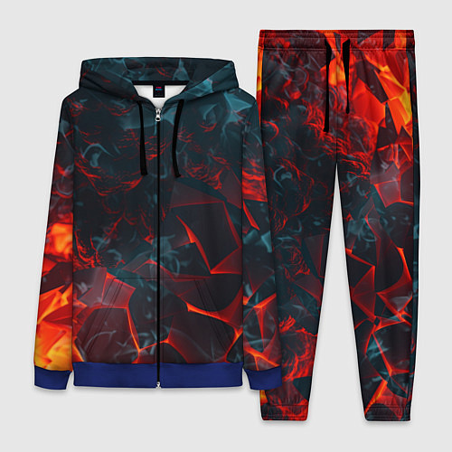 Женский костюм Темная абстракция с разломом красных плит / 3D-Синий – фото 1