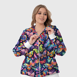 Женский 3D-костюм Бабочки в паттерне разноцветный яркий фон, цвет: 3D-белый — фото 2