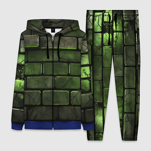 Женский костюм Зеленые неоновые кирпичи / 3D-Синий – фото 1