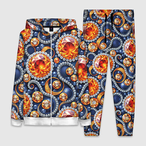 Женский костюм Ювелирные украшение с золотом и бриллиантом паттер / 3D-Белый – фото 1