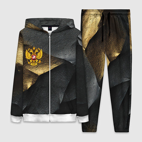 Женский костюм Золотой герб России на темном фоне / 3D-Белый – фото 1