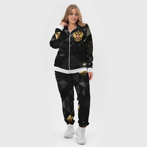 Женский костюм Золотой герб России на черно-золотой текстуре / 3D-Белый – фото 4