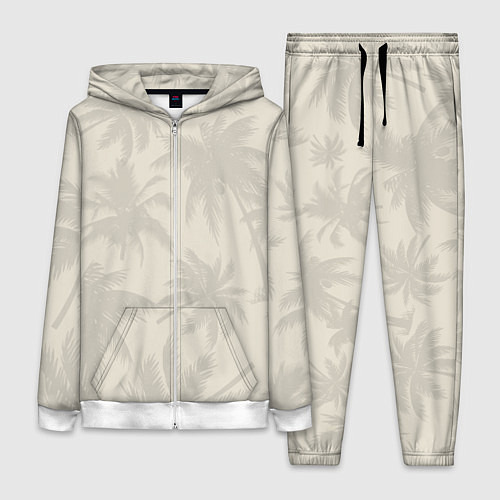 Женский костюм Бежевые пальмы паттерн / 3D-Белый – фото 1