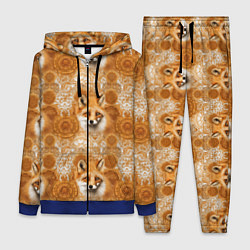 Женский 3D-костюм Лакшери паттерн с золотыми лисицами, цвет: 3D-синий