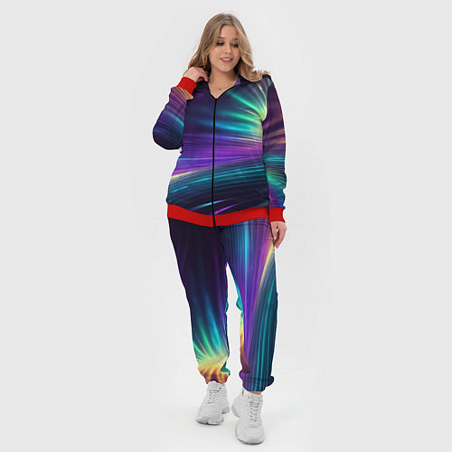 Женский костюм Неоновые лучи на фиолетовом фоне / 3D-Красный – фото 4