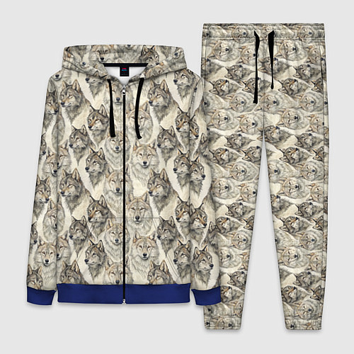 Женский костюм Паттерн лесного волка / 3D-Синий – фото 1