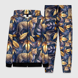 Женский 3D-костюм Леопард с золотыми листьями паттерны, цвет: 3D-черный