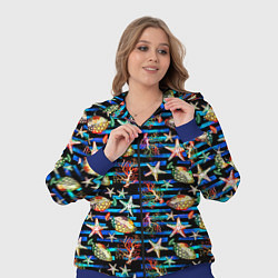 Женский 3D-костюм Морская жизнь под водой паттерн, цвет: 3D-синий — фото 2