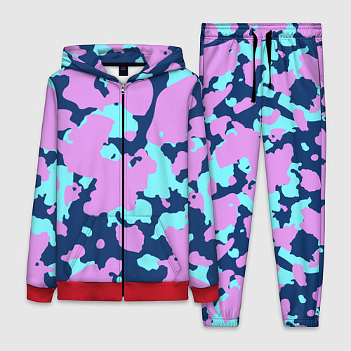 Женский костюм Паттерн с сиреневыми и голубыми пятнами / 3D-Красный – фото 1