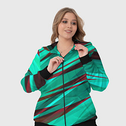 Женский 3D-костюм Бирюзовый и бордовый абстрактные полосы, цвет: 3D-черный — фото 2