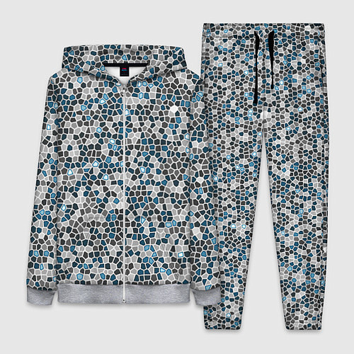 Женский костюм Паттерн мозаика серый с голубым / 3D-Меланж – фото 1