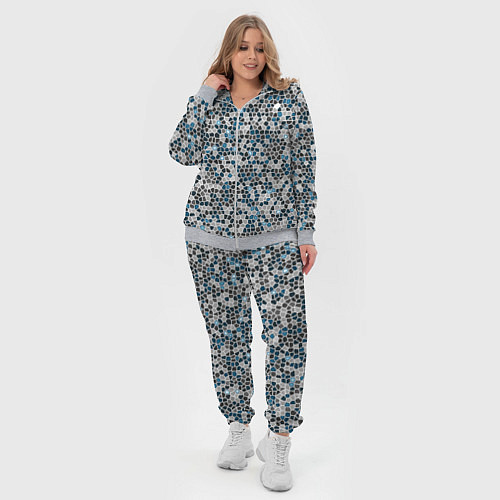 Женский костюм Паттерн мозаика серый с голубым / 3D-Меланж – фото 4