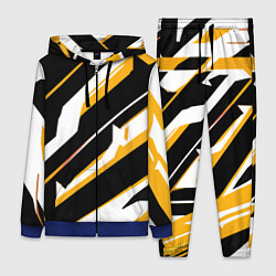 Женский костюм Жёлто-белые широкие линии на чёрном фоне
