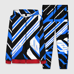 Женский костюм Чёрно-синие полосы на белом фоне