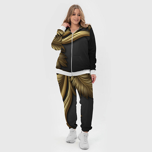 Женский костюм Золотые объемные листья на черном / 3D-Белый – фото 4