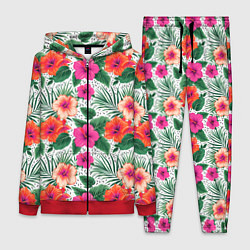 Женский костюм Цветы гибискуса и листья мальмы летний тропический