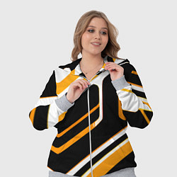Женский 3D-костюм Чёрно-жёлтые полосы на белом фоне, цвет: 3D-меланж — фото 2